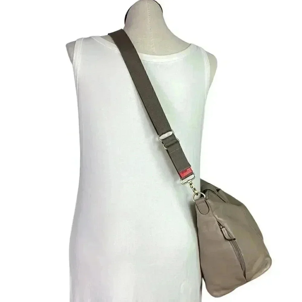 Storksak Noa Leather Diaper Bag Gray Crossbody Strap Double Handles Changing Pad